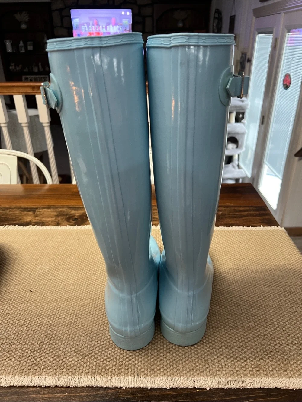 Hunter Glossy Sky Blue Tall Rain Boots